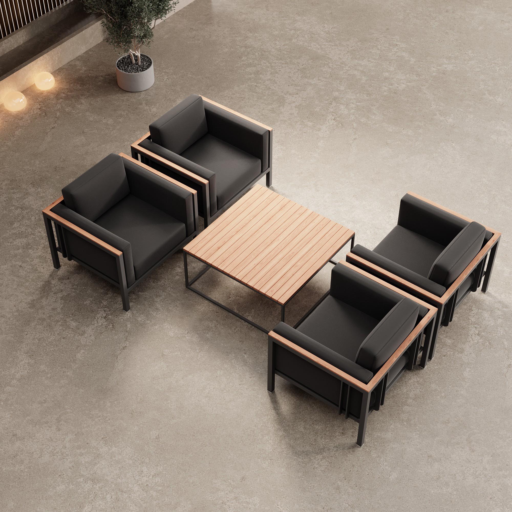 Euphoria – 4 Loungesessel & Tisch aus Aluminium | Aevora™ Kollektion