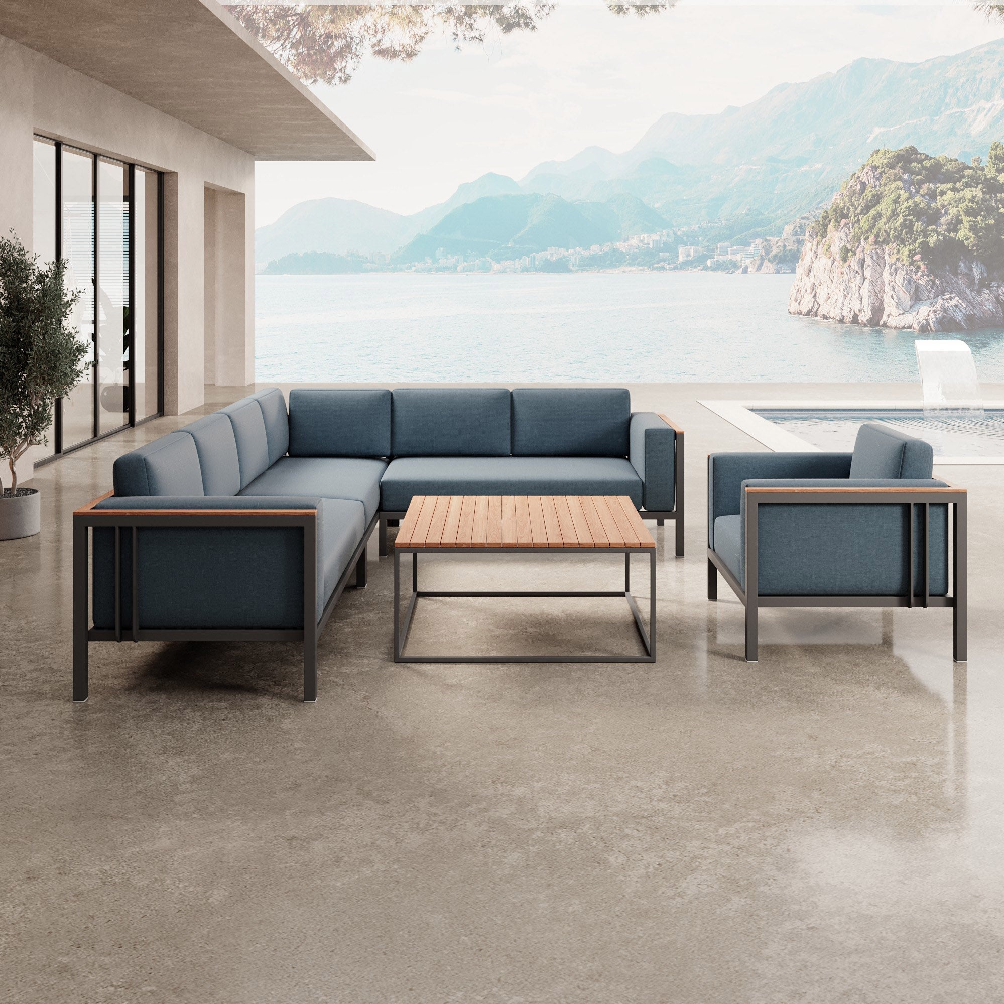 Euphoria – Ecklounge, Loungesessel & Tisch aus Aluminium | Aevora™ Kollektion