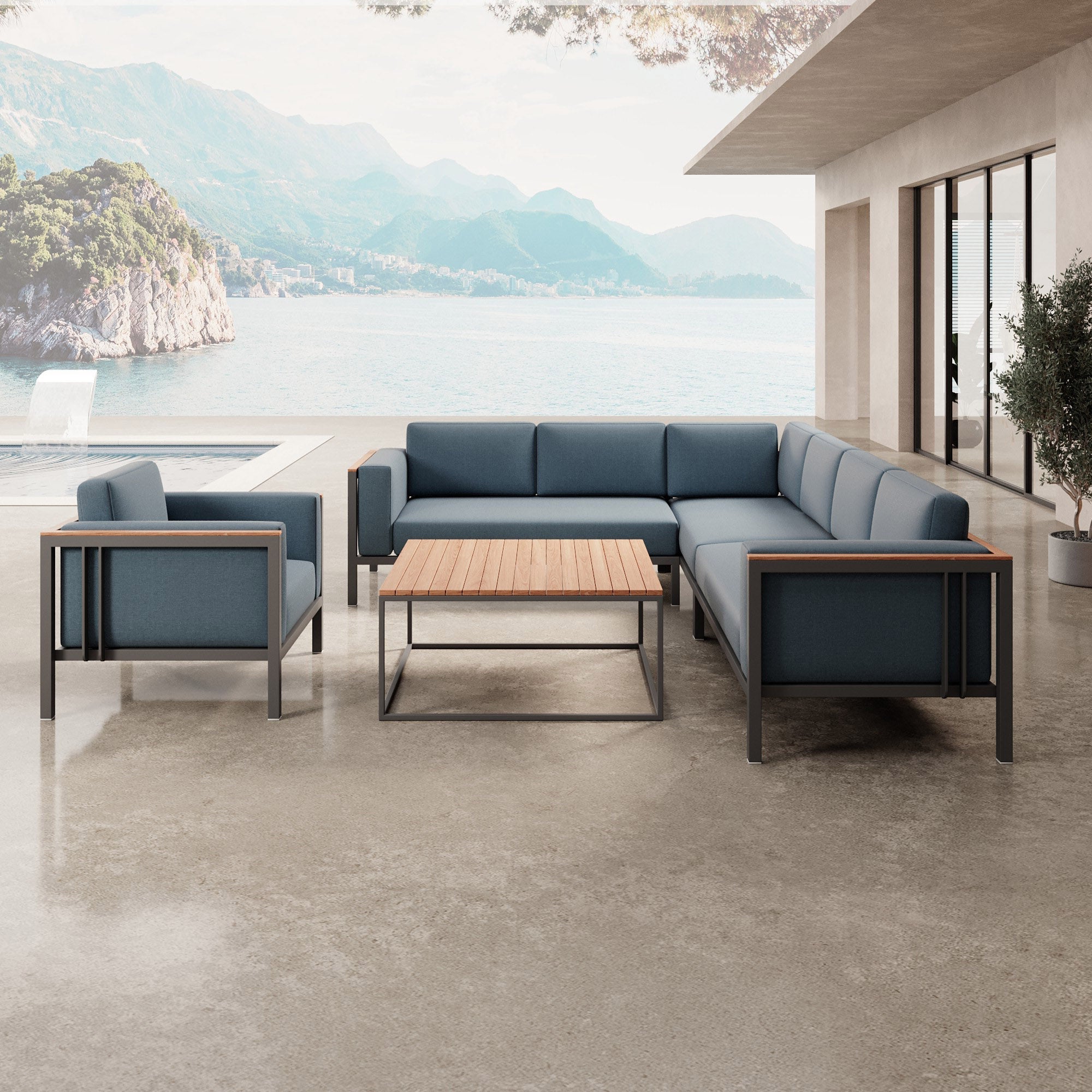 Euphoria – Ecklounge, Loungesessel & Tisch aus Aluminium | Aevora™ Kollektion