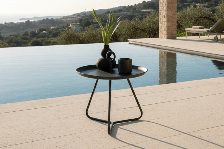 Garten Beistelltisch Moeve - Ø40 aus schwarzem Stahl