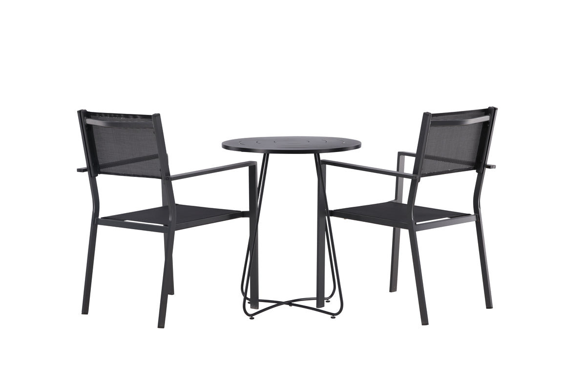 Garten Cafegruppe Marvin – 3-teiliges Gartenmöbel-Set in der Farbe Schwarz