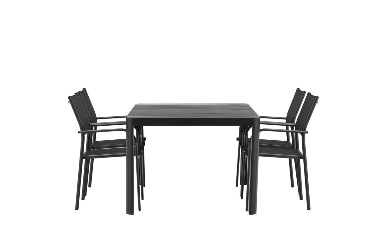 Garten Essgruppe Wylera – 5-teiliges Gartenmöbel-Set in Schwarz