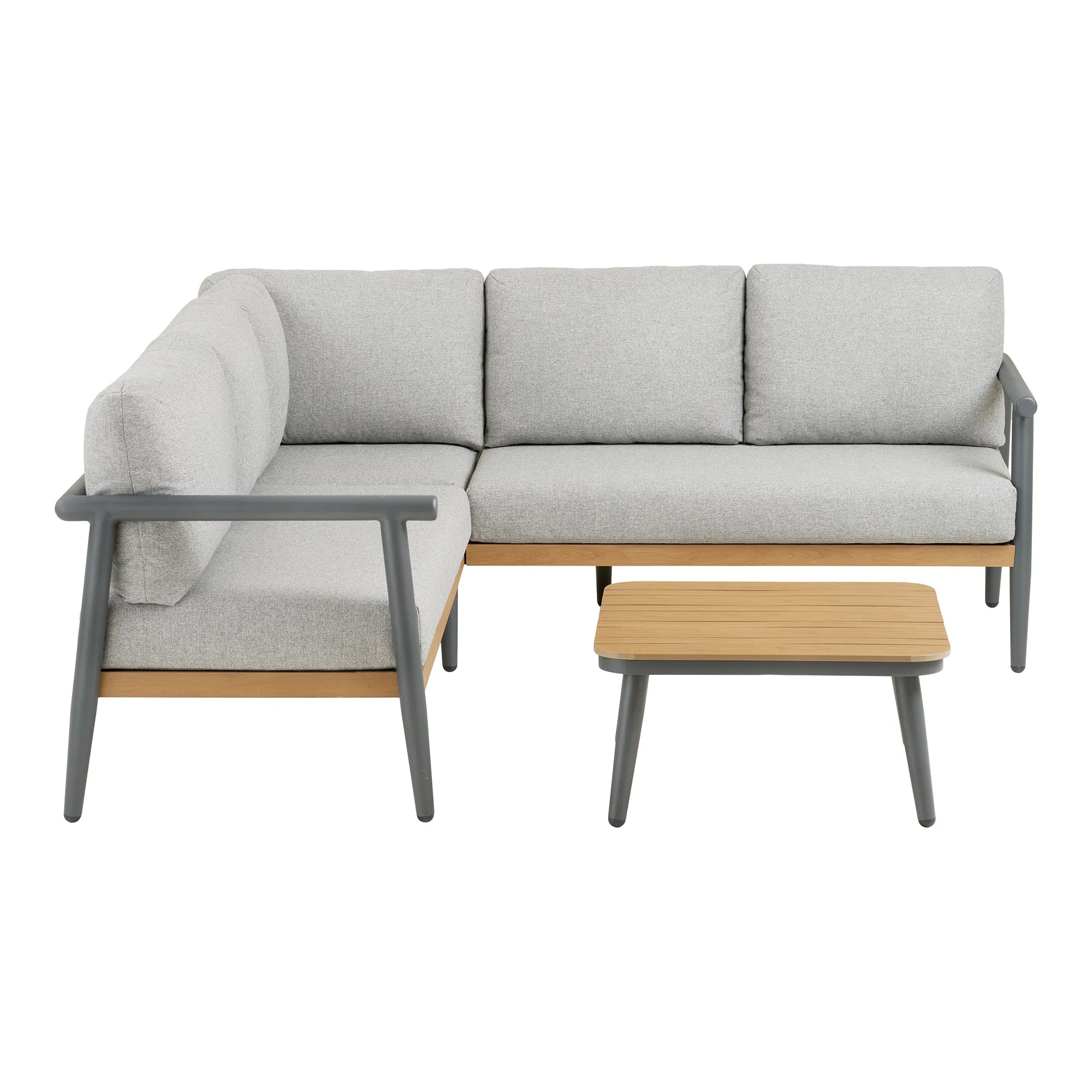 Garten Lounge Set Velmora – mit Aluminiumgestell und Holzoptik-Details