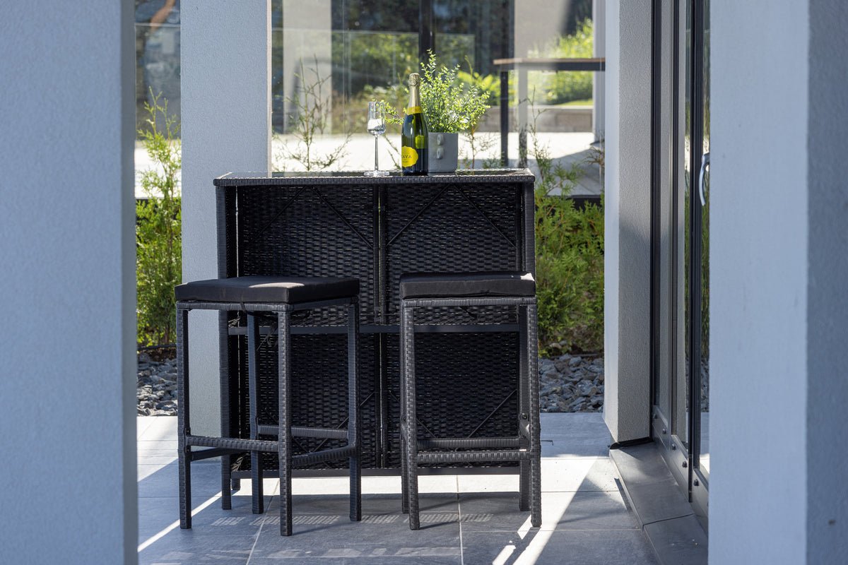 Garten Loungeset Talio – 3-teiliges Set aus synth. Rattan in Schwarz