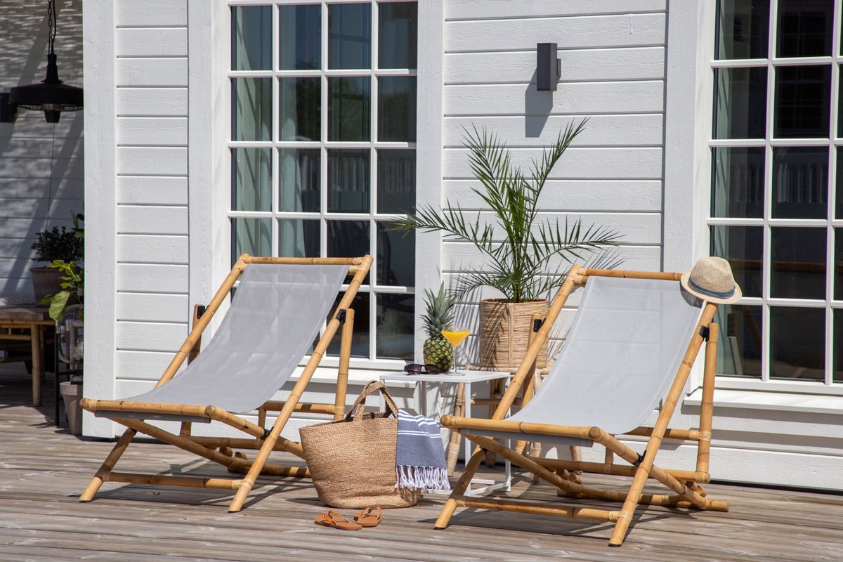 Garten Sonnenliege Coco - aus Rattan und Textilene in Naturoptik