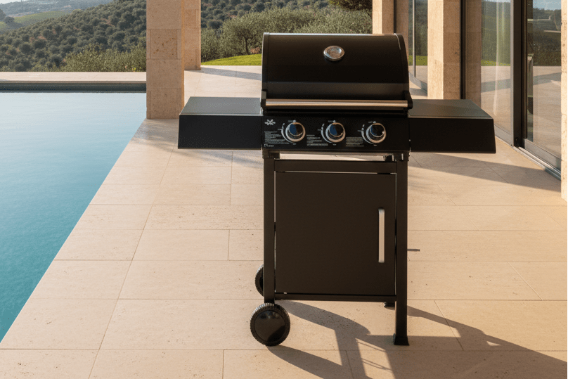 Gasgrill BarbecuePro XL – 3-Brenner Grillwagen mit Warmhalterost