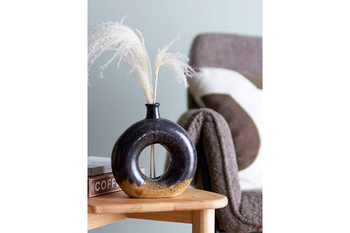 Vase "Brown Circle" - braune Keramikvase