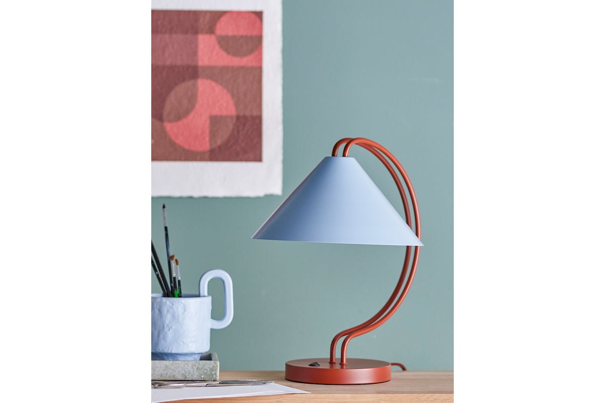 Tischlampe Yanava - Blau/Braun