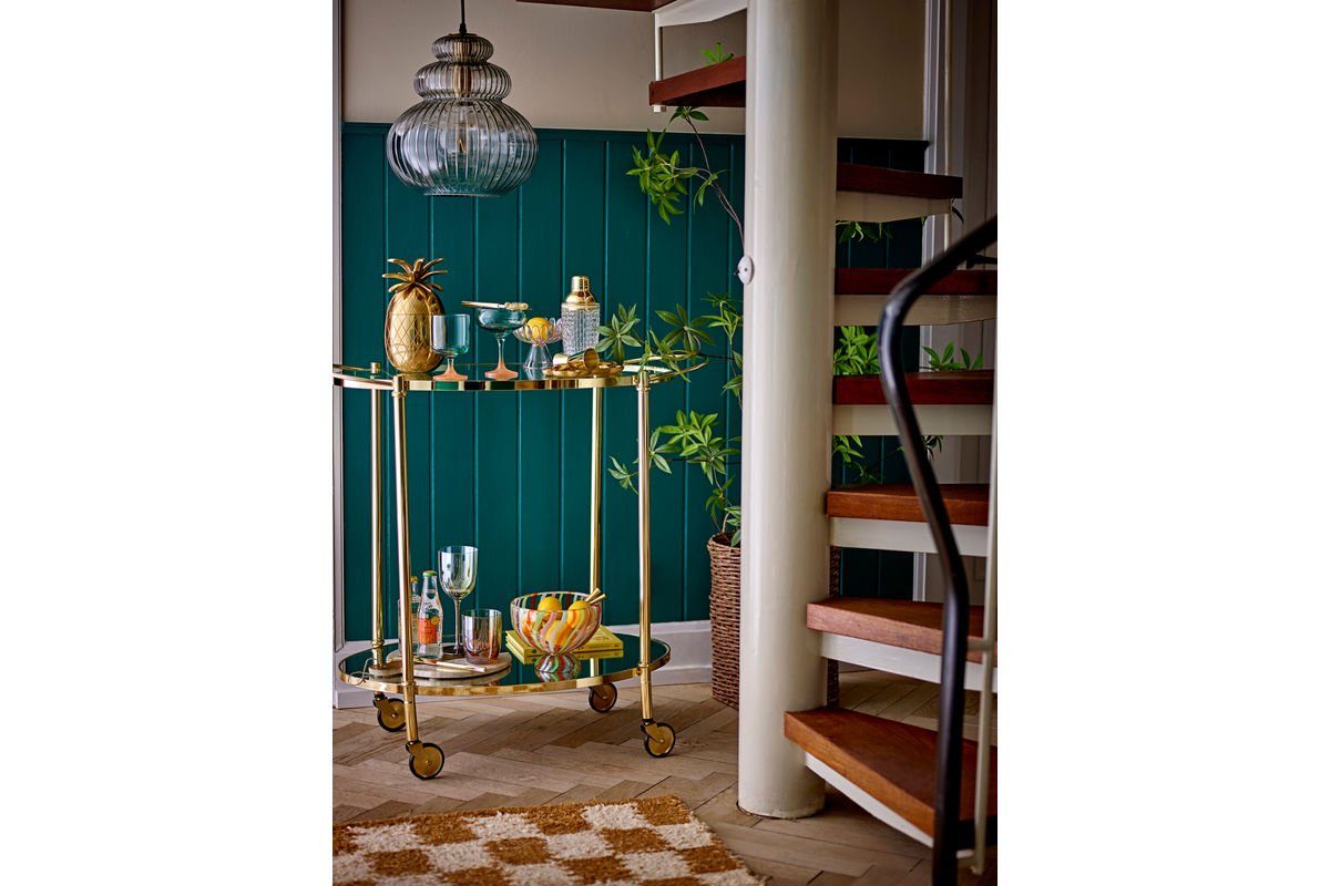 Pendelleuchte Dana – Graues Glas mit goldener Fassung