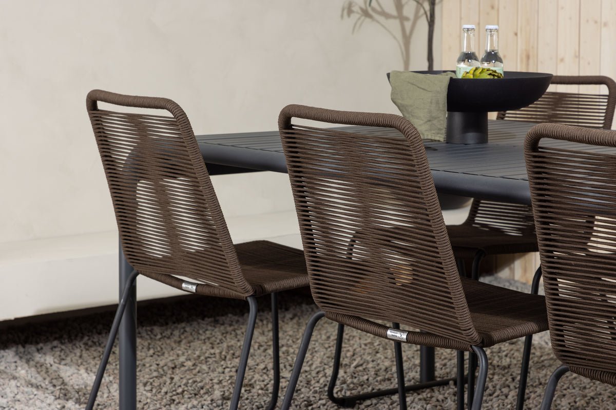 Garten Essgruppe Savannah – 7-teiliges Gartenmöbel-Set mit braunen Stühlen