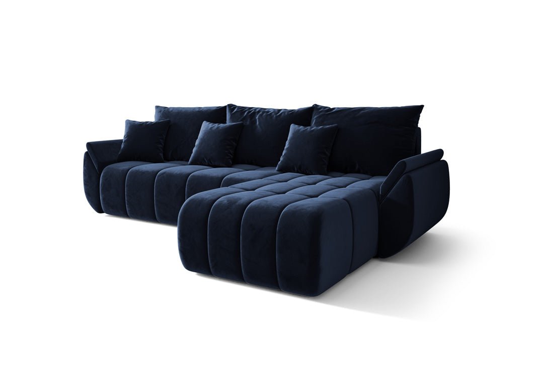 Designer Sofa Lenoa L mit Schlaf- und Klappfunktion in Samt