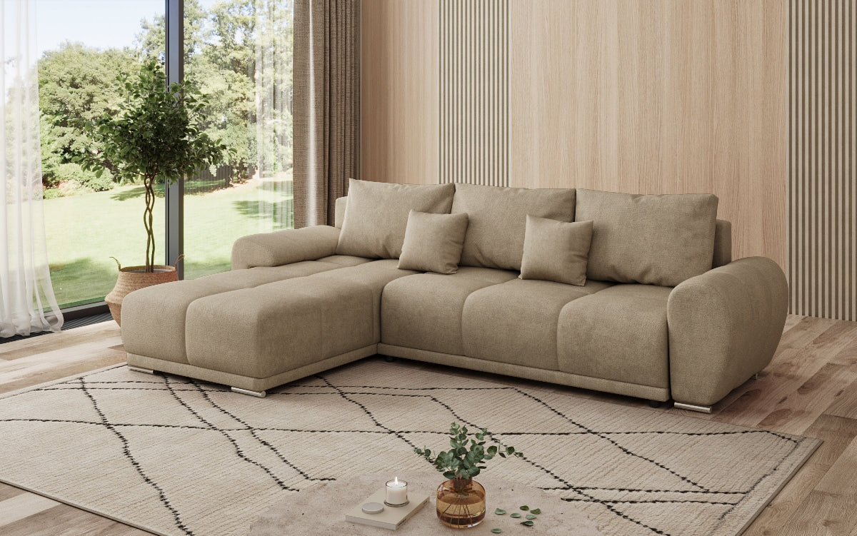 Designer Sofa Leni L mit Schlaf- und Klappfunktion in Stoff