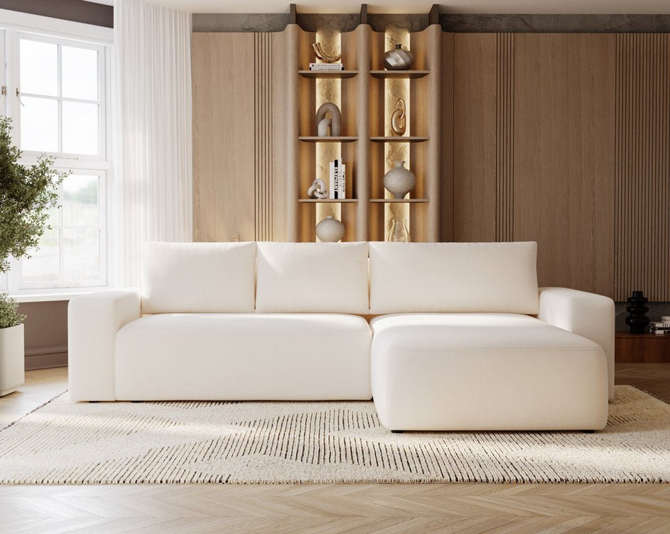 Designer Sofa Celina Samt mit Schlaffunktion und Stauraum
