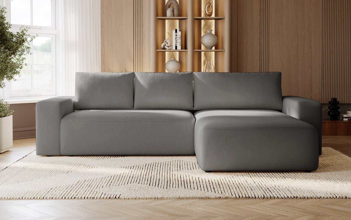 Designer Sofa Celina Samt mit Schlaffunktion und Stauraum