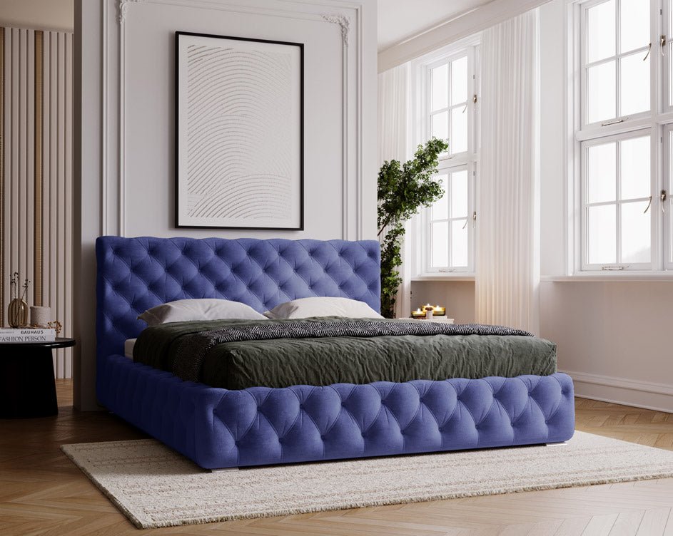 Designer Polsterbett Horizon in Samt mit Stauraum