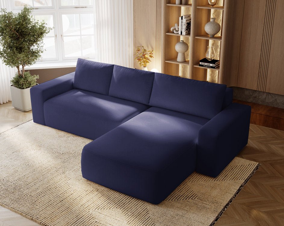 Designer Sofa Celina Samt mit Schlaffunktion und Stauraum