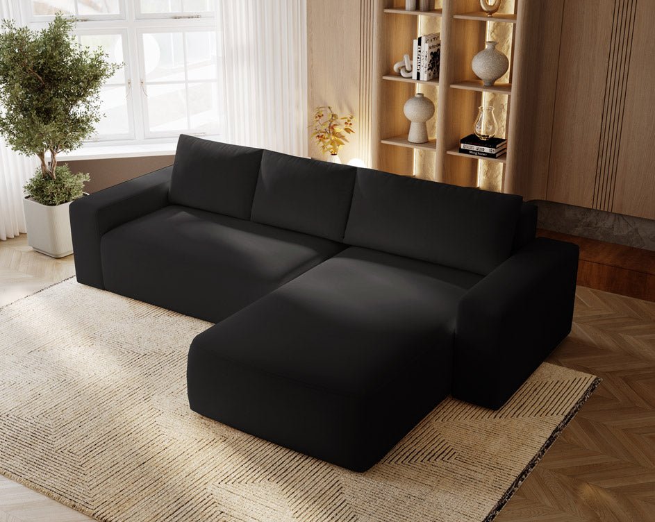 Designer Sofa Celina Samt mit Schlaffunktion und Stauraum