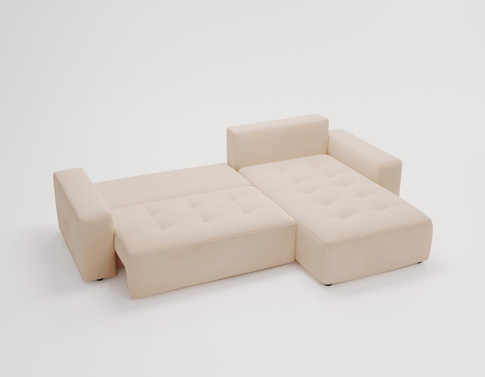 Designer Sofa Nordic Samt mit Schlaffunktion und Stauraum