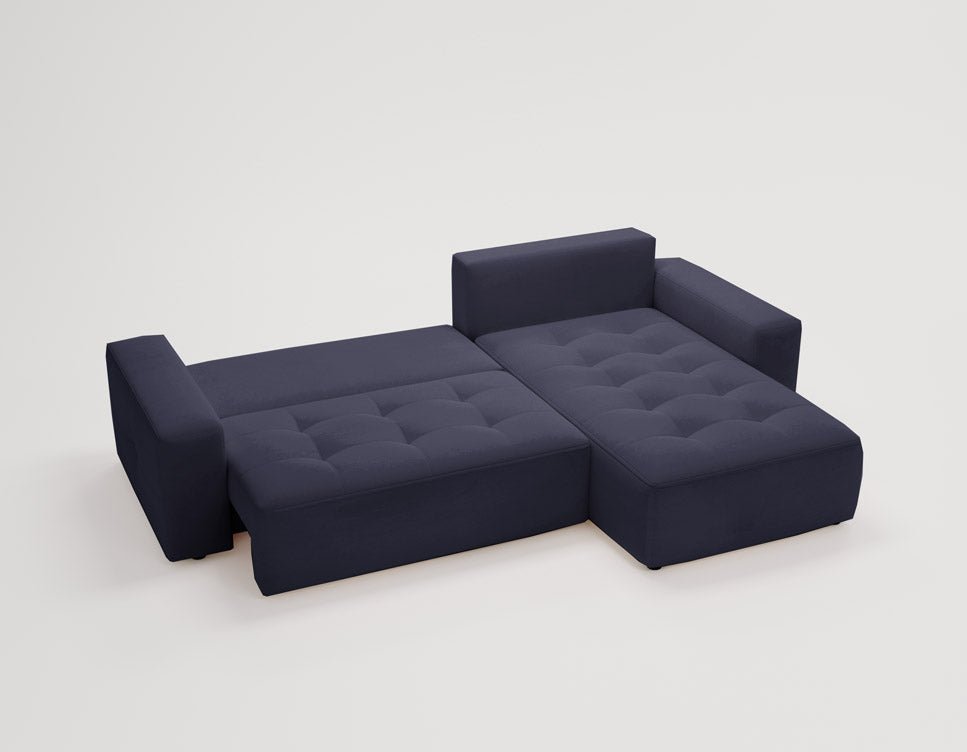 Designer Sofa Nordic Samt mit Schlaffunktion und Stauraum