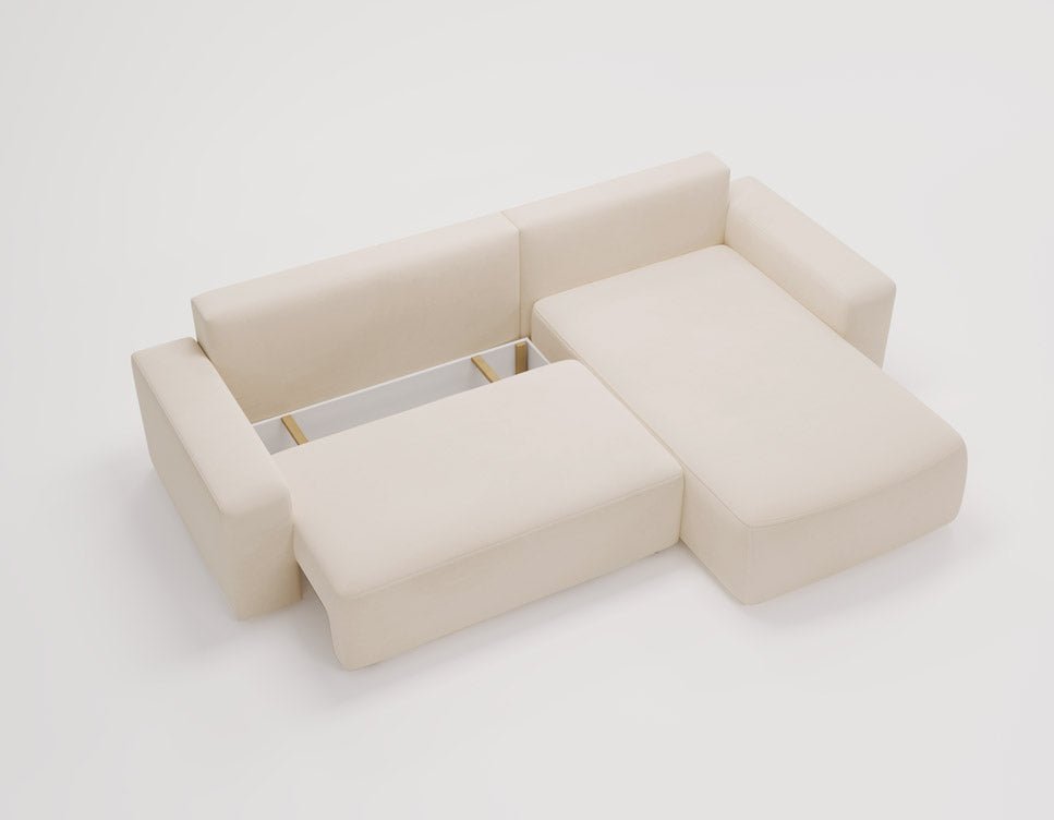 Designer Sofa Celina Samt mit Schlaffunktion und Stauraum