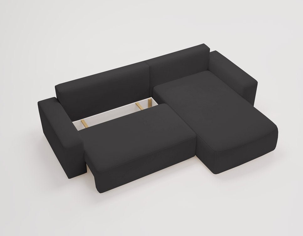 Designer Sofa Celina Samt mit Schlaffunktion und Stauraum