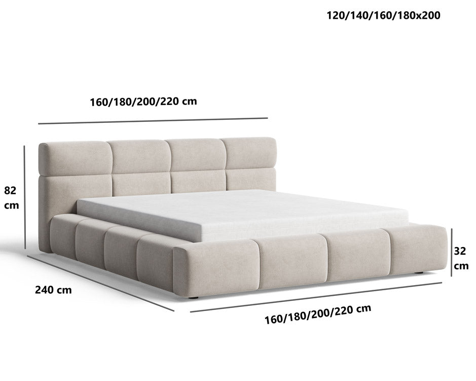 Designer Polsterbett Lora Samt mit Stauraum