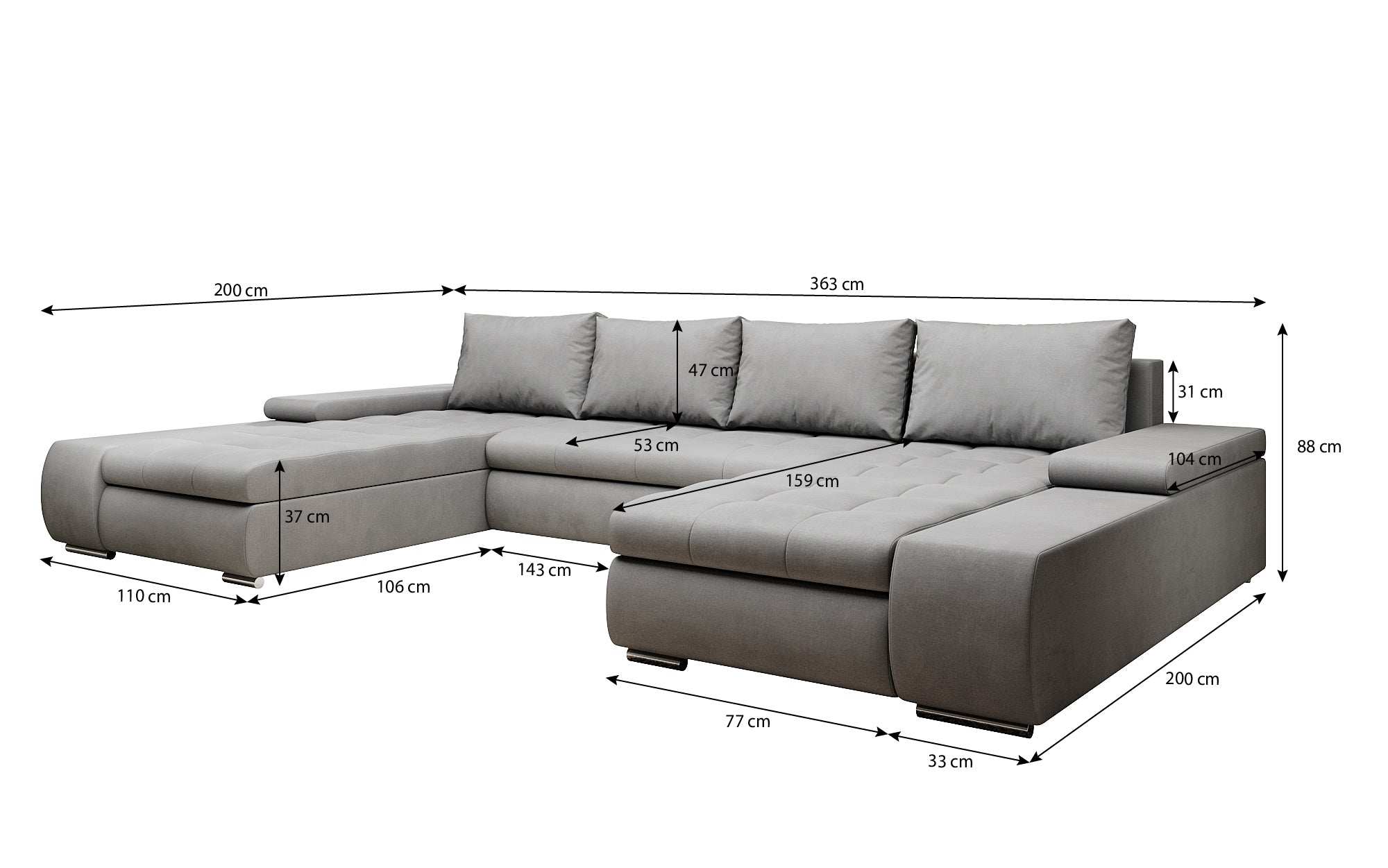 Designer Sofa Martino mit Schlaffunktion