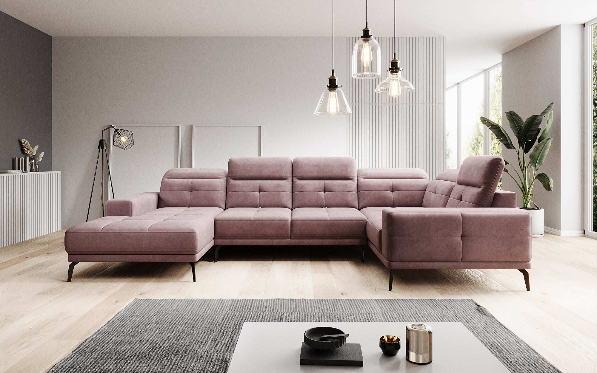 Designer Sofa Nerio mit verstellbarer Kopf- und Rückenlehne