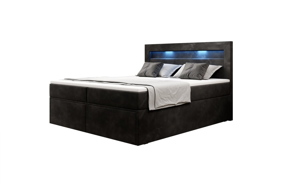 Boxspringbett Amelie mit LED und Stauraum - Luxusbetten24