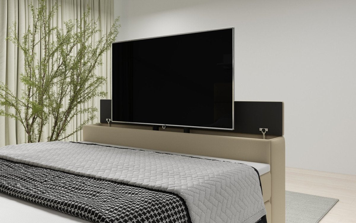 Boxspringbett Carre mit TV Lift, USB und Stauraum - Luxusbetten24