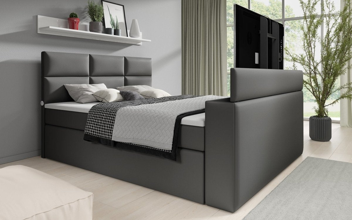 Boxspringbett Carre mit TV Lift, USB und Stauraum - Luxusbetten24