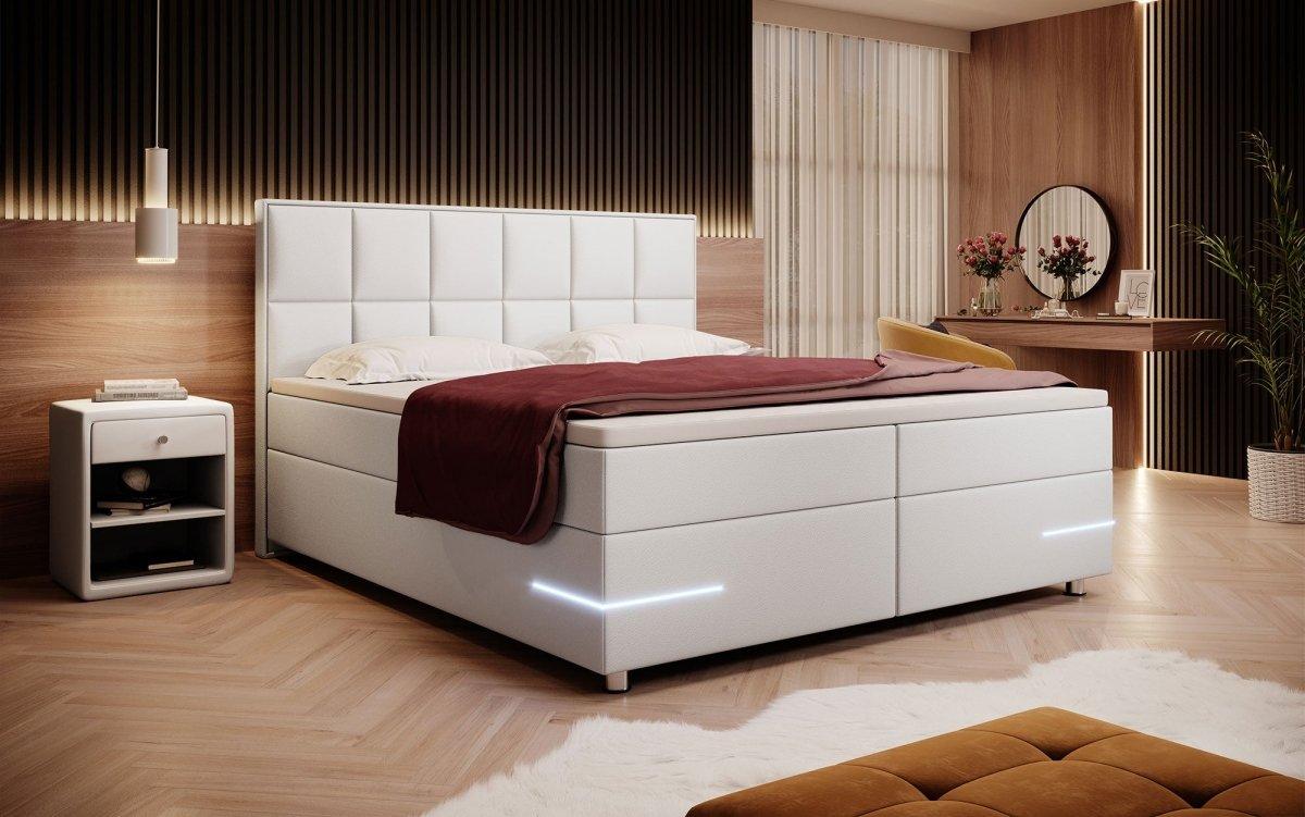 Boxspringbett Milano mit LED (Kunstleder) - Luxusbetten24