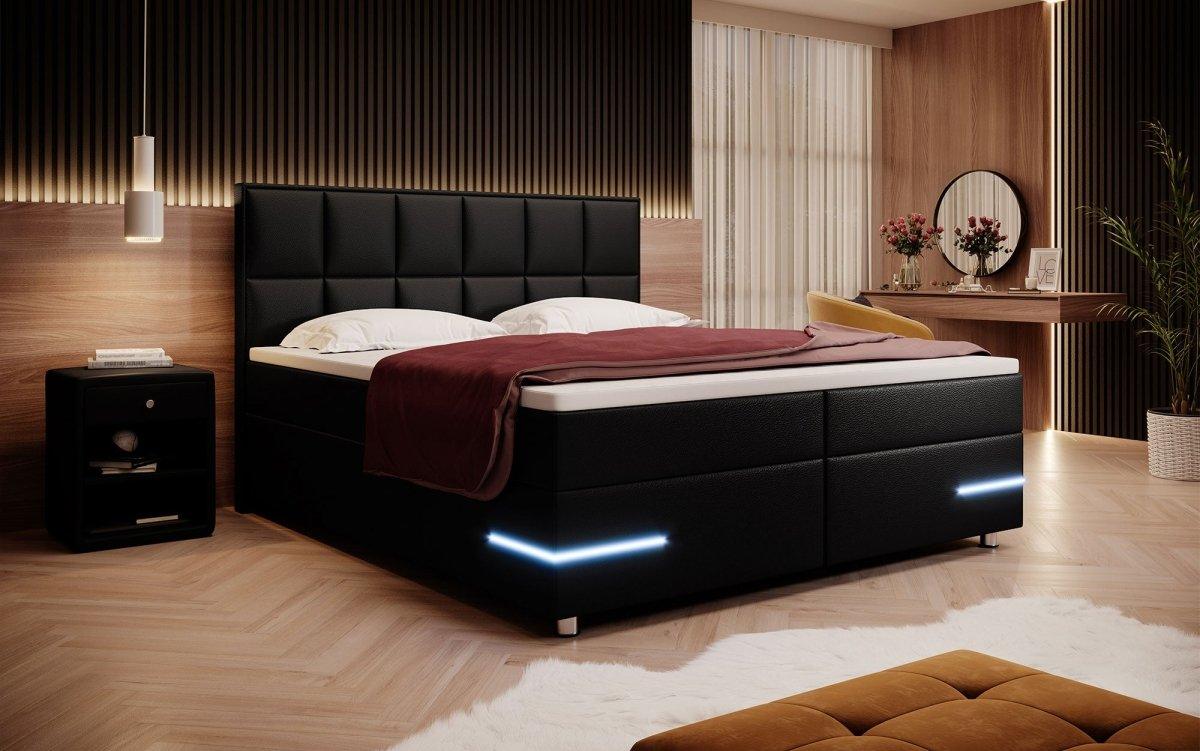 Boxspringbett Milano mit LED (Kunstleder) - Luxusbetten24