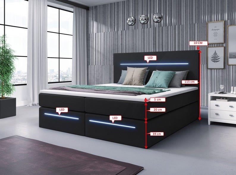 Boxspringbett Sejour mit LED u. Stauraum - Luxusbetten24