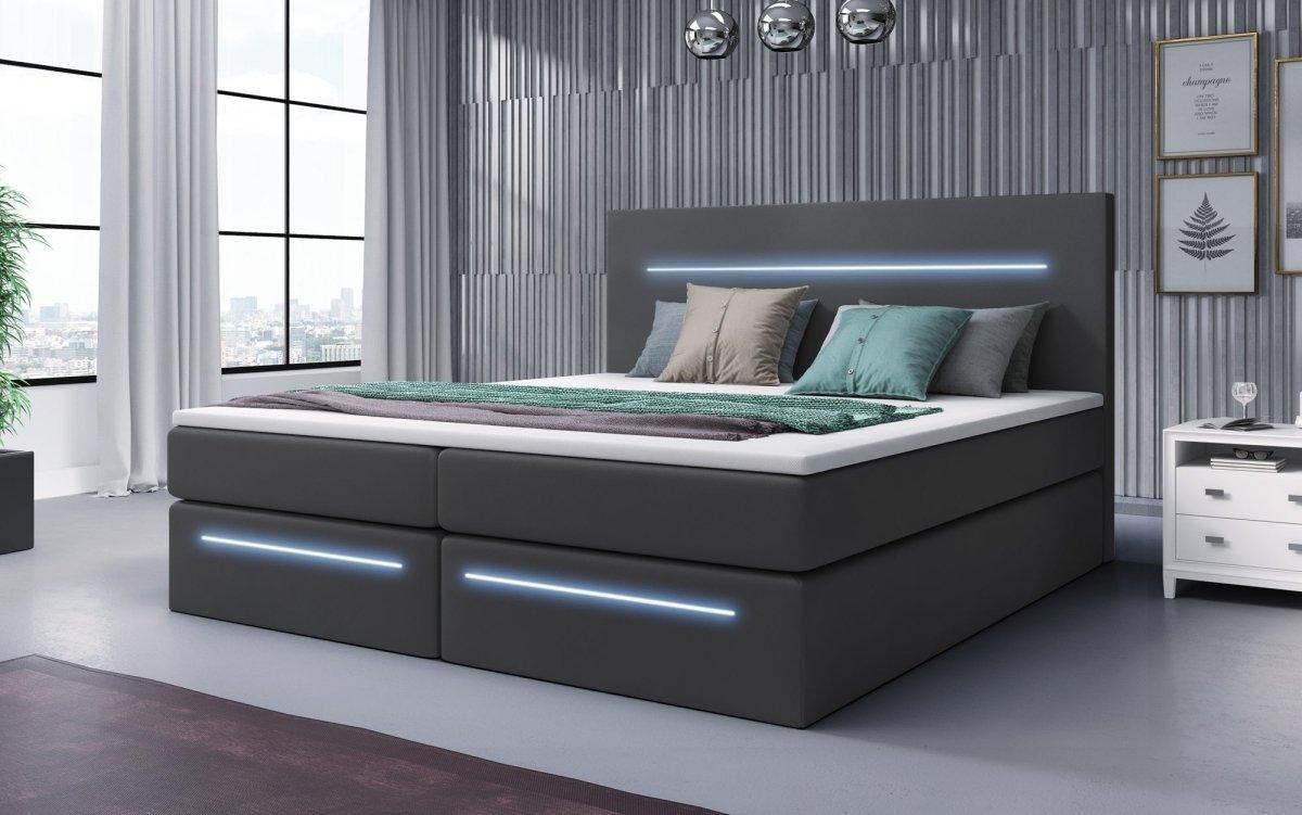 Boxspringbett Sejour mit LED u. Stauraum - Luxusbetten24