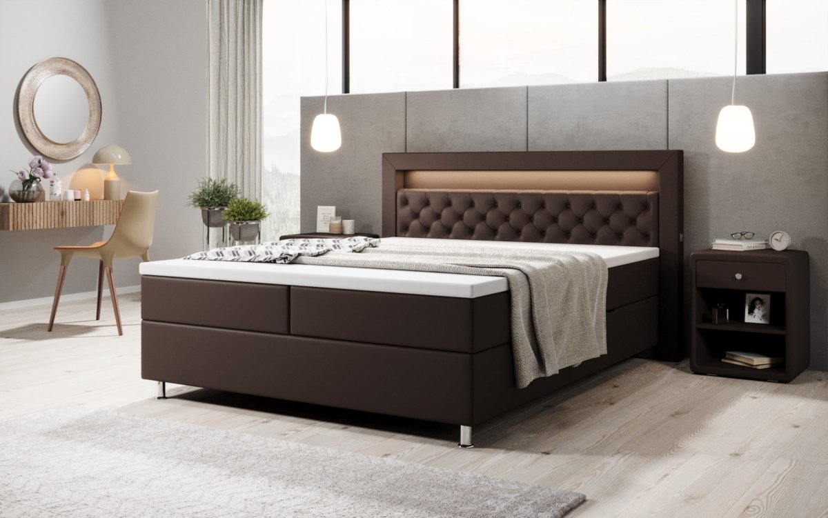 Boxspringbett Tesero mit USB, RGB und Stauraum - Luxusbetten24