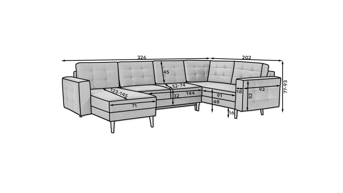 Designer Sofa Fjord U mit Schlaffunktion und Stauraum - Luxusbetten24
