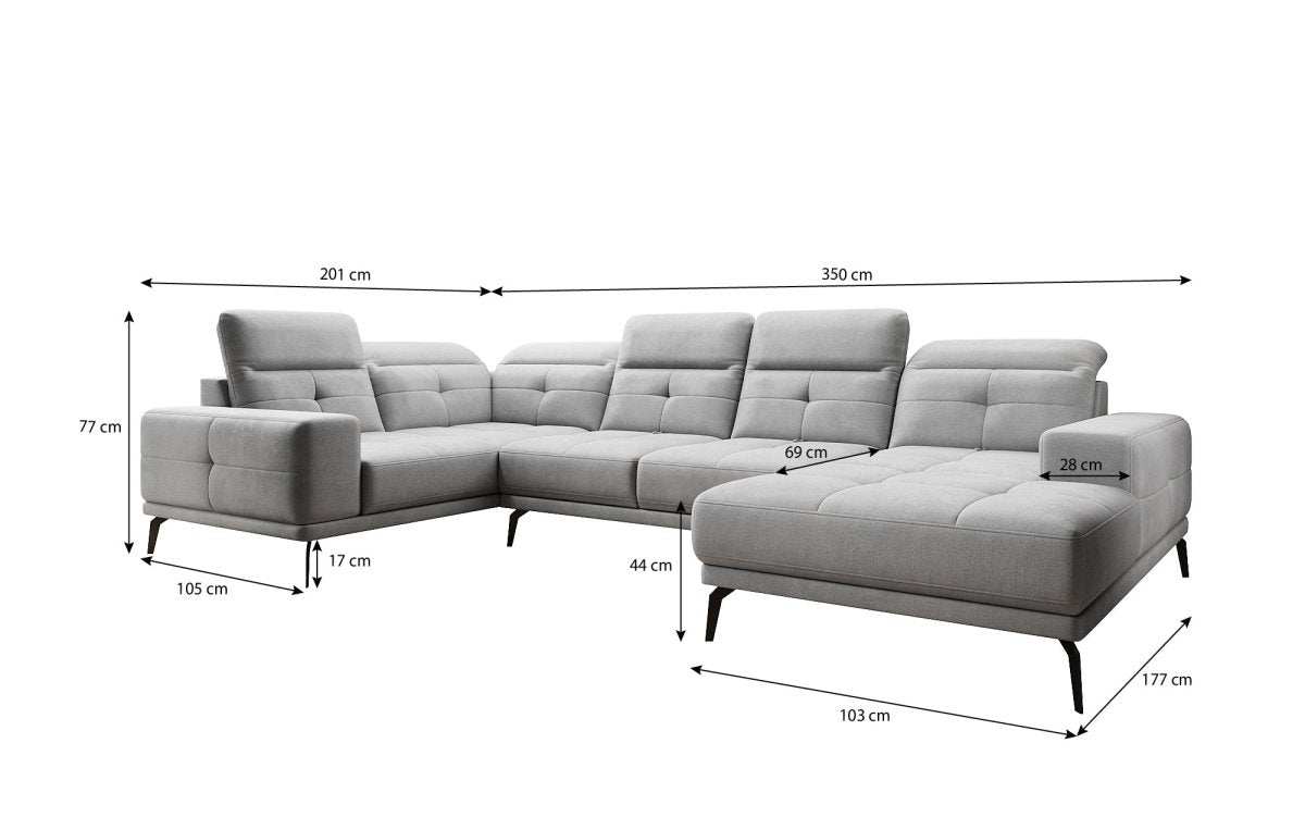 Designer Sofa Nerio mit verstellbarer Kopf- und Rückenlehne - Luxusbetten24