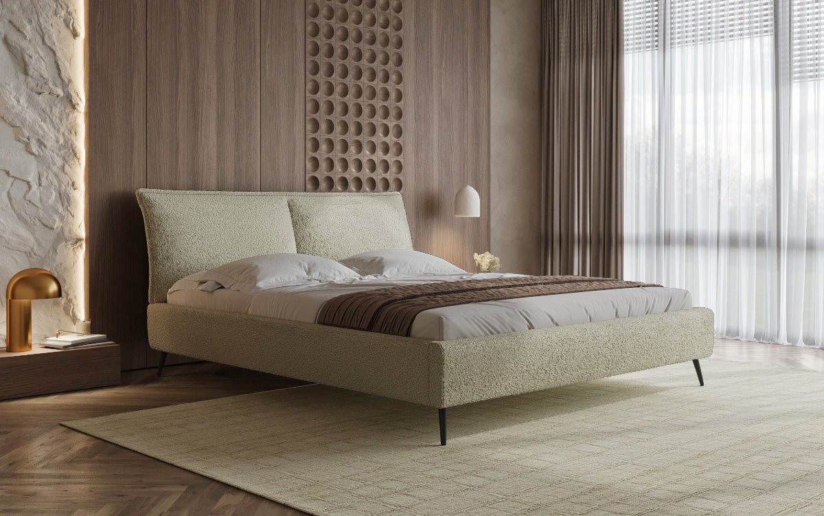 Designer polsterseng Zoe Bouclé med opbevaringsplads