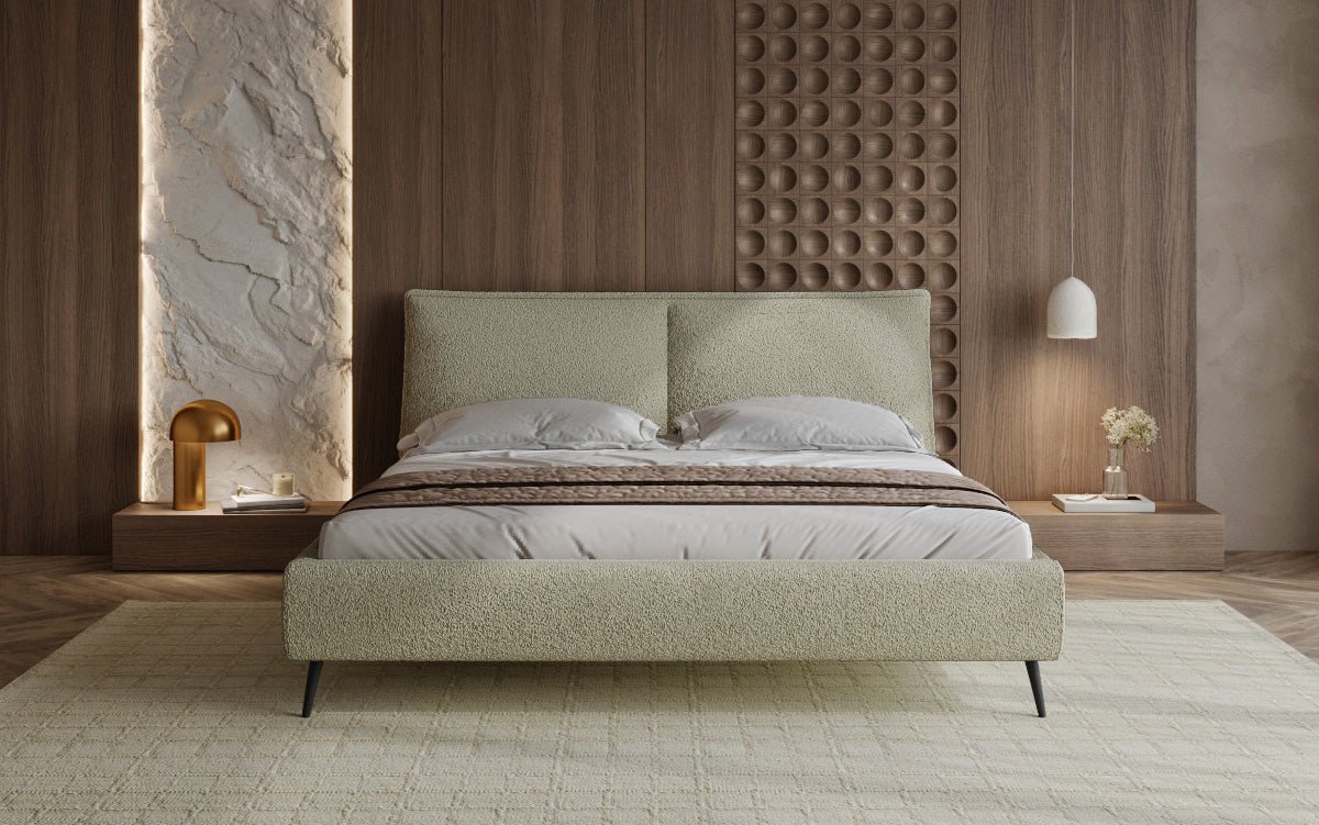 Designer polsterseng Zoe Bouclé med opbevaringsplads