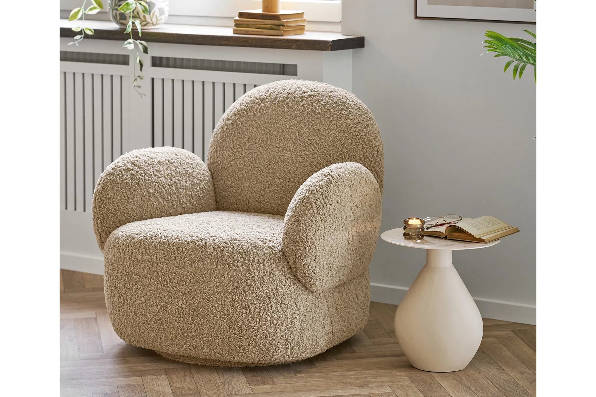 Lounge Sessel Alvenia - kuscheligen Bouclé-Look