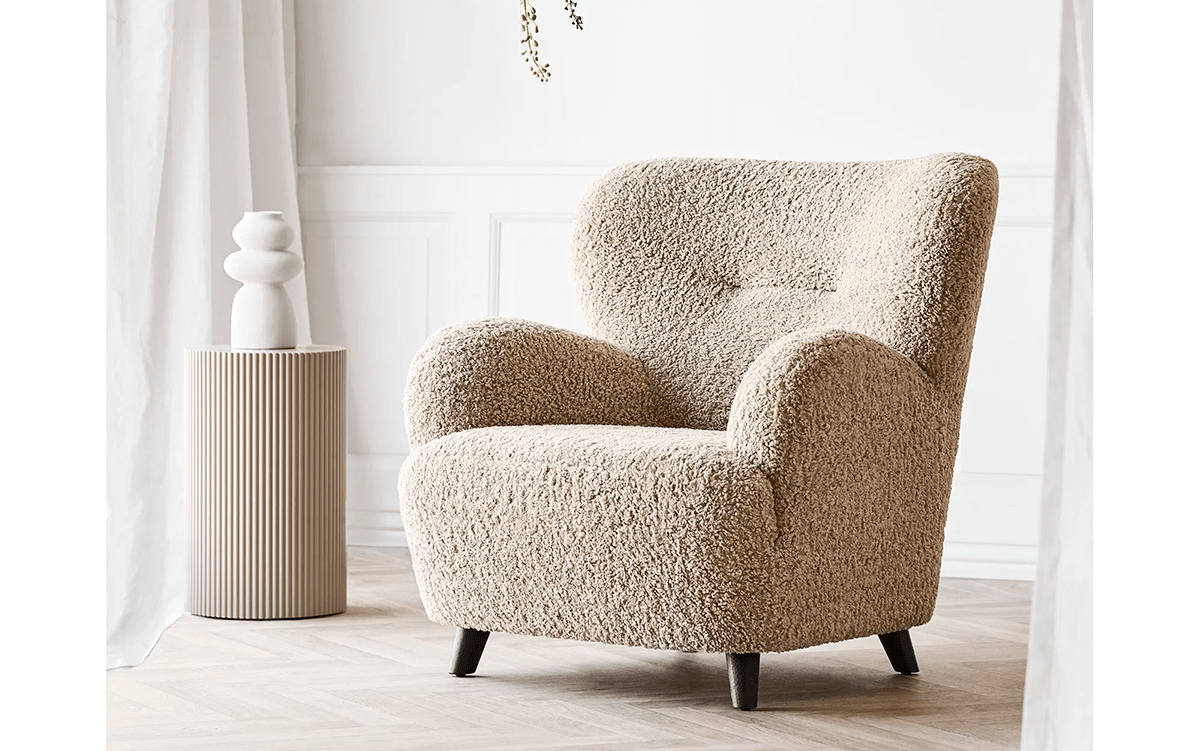 Designer Sofa-Lænestol Hudson i Beige Bouclé