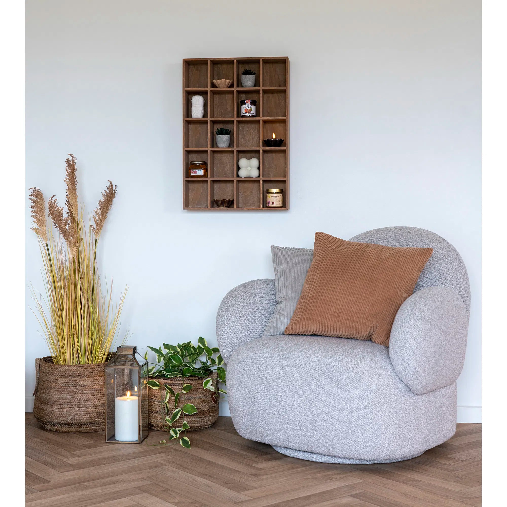 Designer sofa-lænestol Fermo med drejefunktion i Grå Bouclé