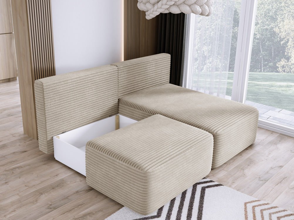 Designer Sofa Tilia Cordfløjl med sovefunktion og opbevaringsplads