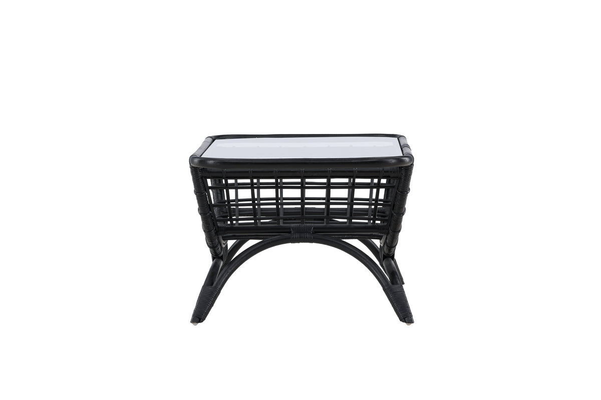 Garten Couchtisch Sarina -  Aus Rattan und Glas in Schwarz