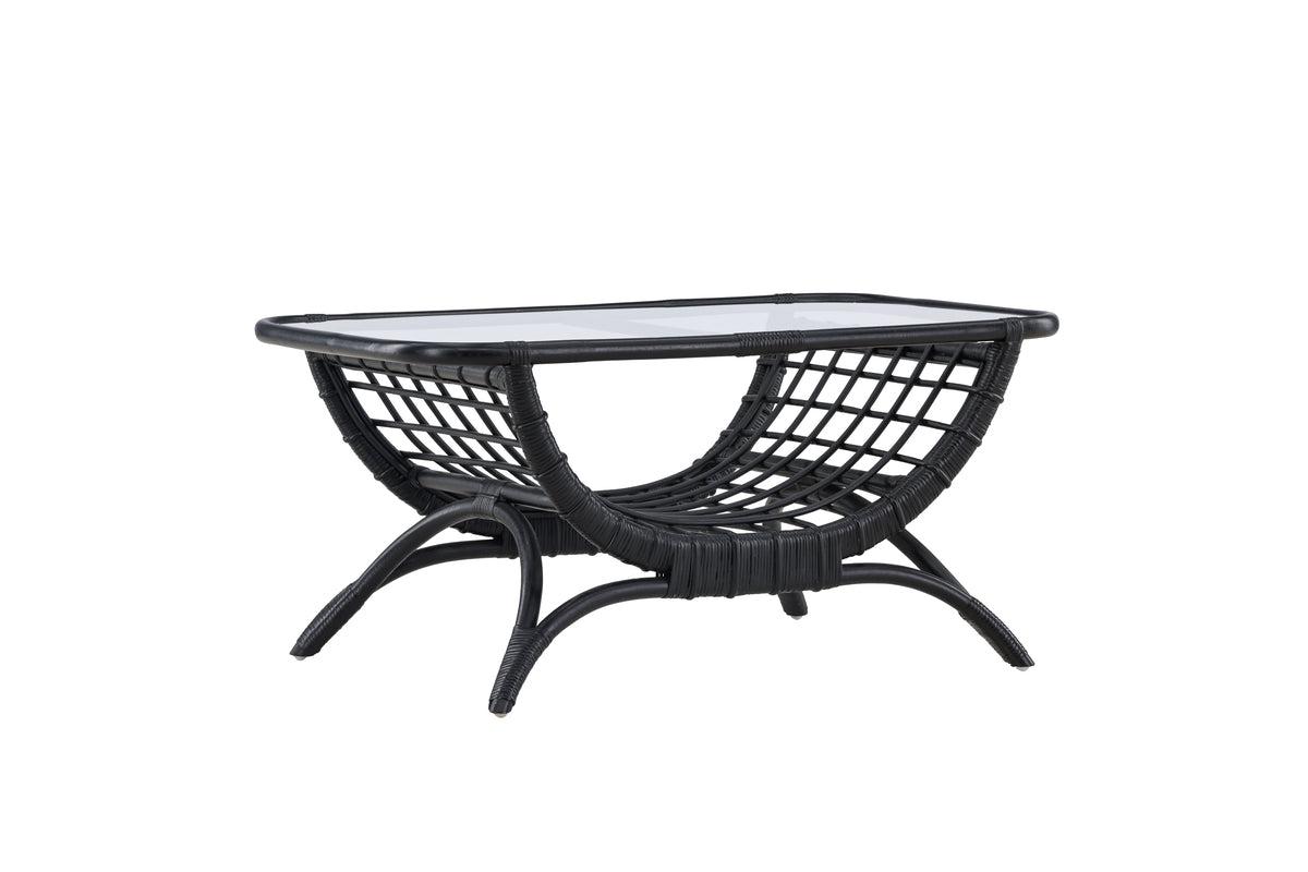 Garten Couchtisch Sarina -  Aus Rattan und Glas in Schwarz
