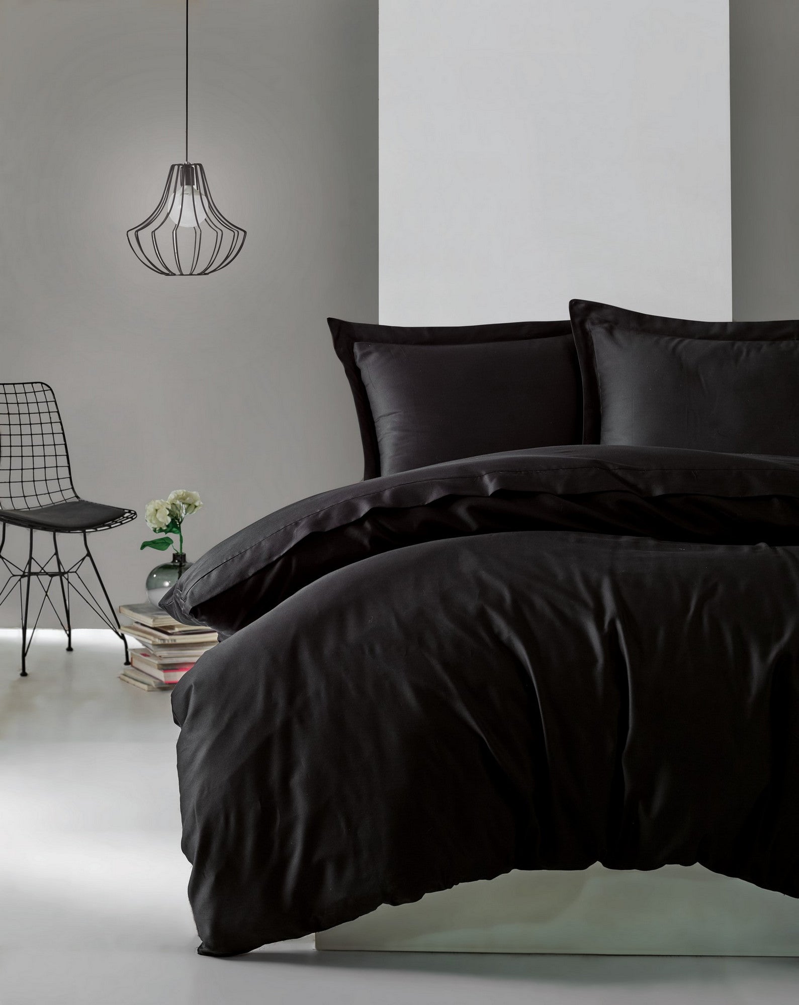 Premium Satin Sengetøjssæt Sort