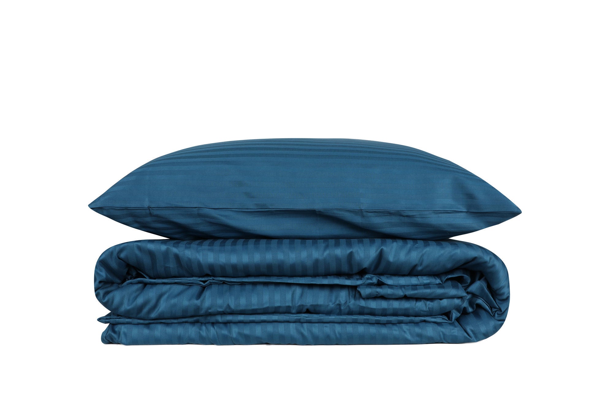 Premium Satin Sengetøjssæt Stripe Blå