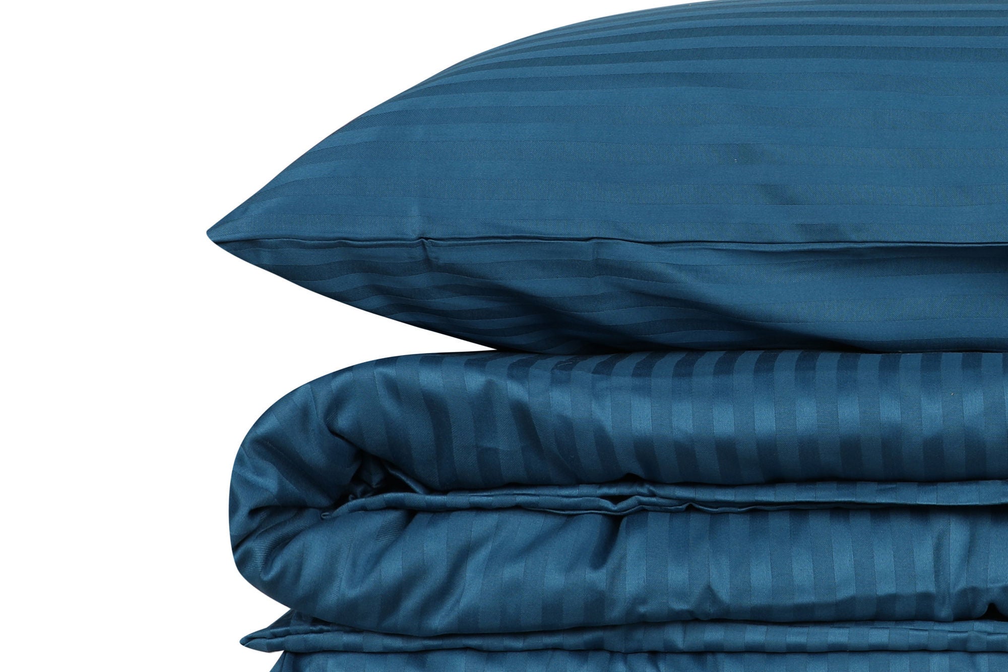 Premium Satin Sengetøjssæt Stripe Blå