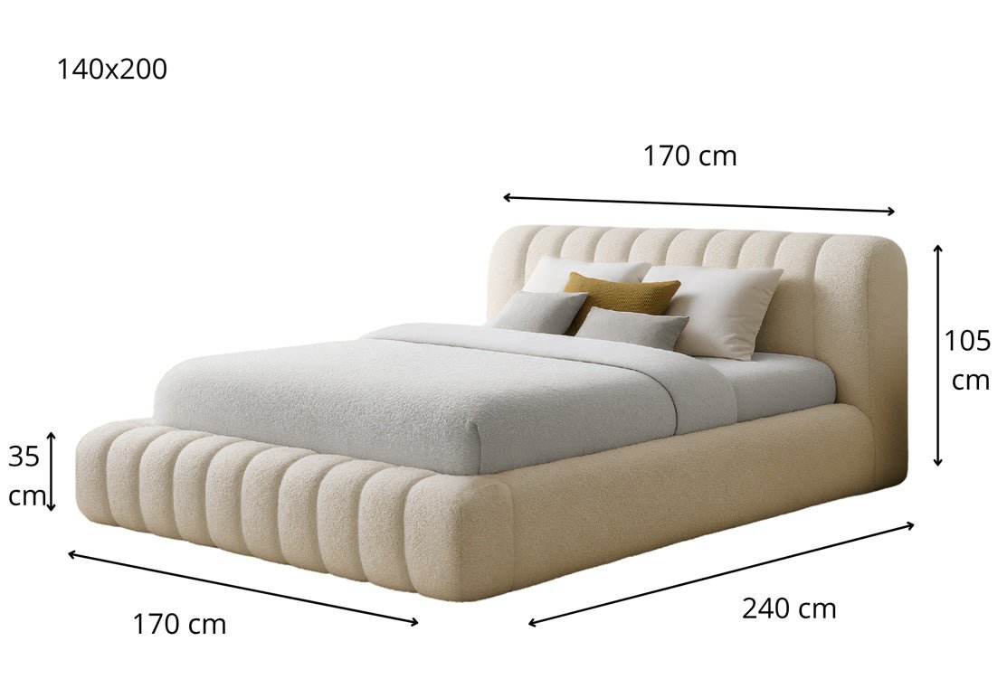 Designer polsterseng Selene Bouclé med opbevaringsplads